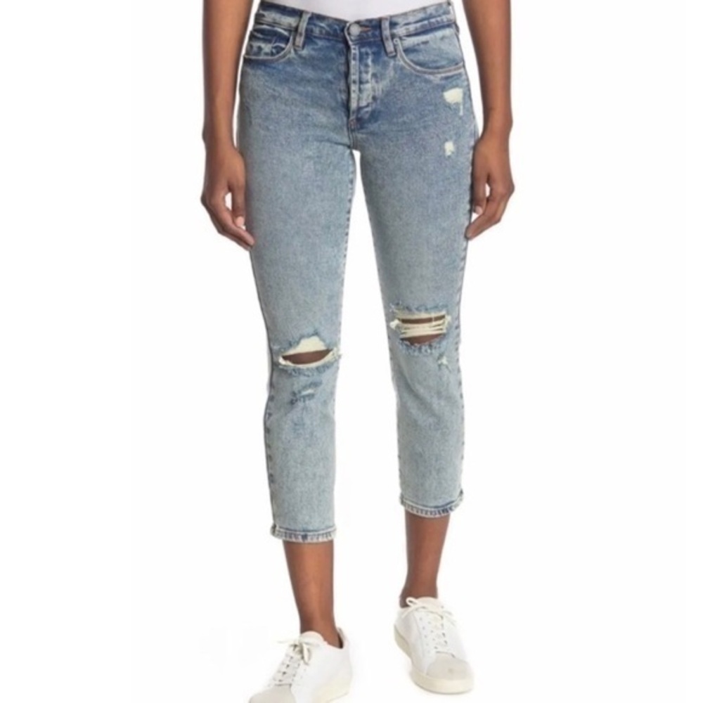 Blank NYC • Madison Straight Crop High Rise Jeans Distressed Acid Wash 26